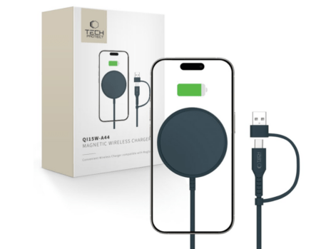 Tech-Protect QI15W-A44 Magsafe laadija Type-C/ USB-A 1.2m (tumesinine)