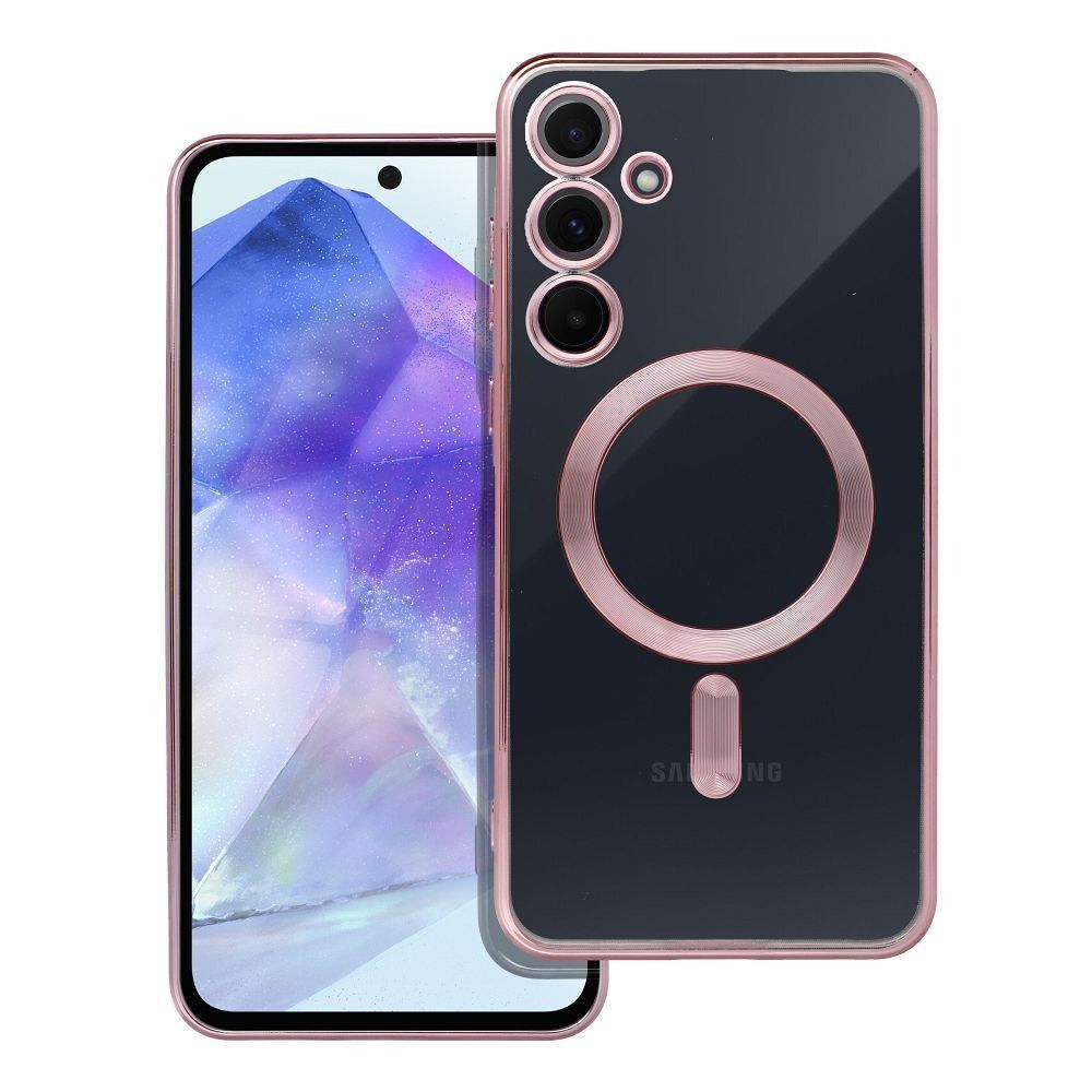 Ümbris MagSafe Electro Mag Samsung A15 (läbipaistev/roosakuldne)