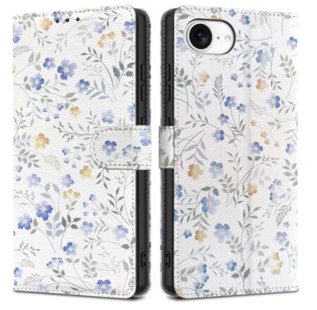 Ümbris Tech-Protect Wallet iPhone 16e (valge/lilled)