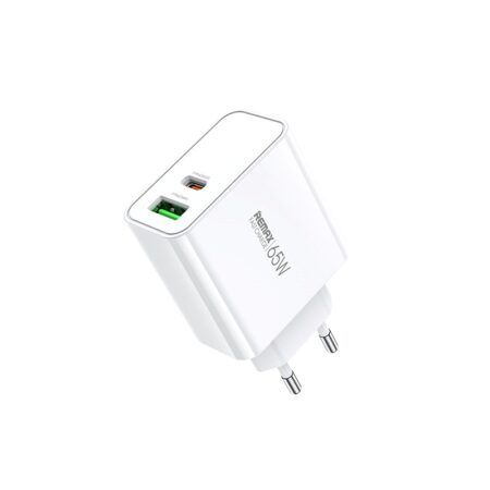 Adapter Remax RP-U125 65W GaN USB-C / USB-A  (valge)