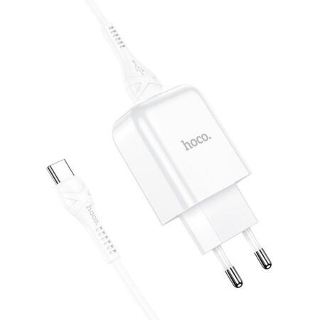 Laadija Hoco N2 USB A 2A 10W + juhe Type C (valge)