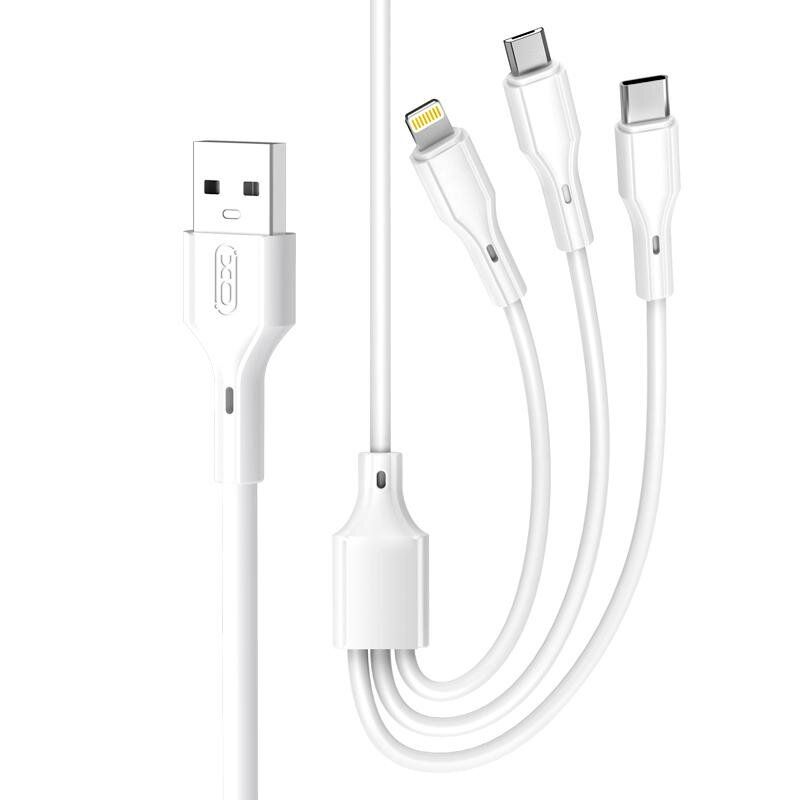 Juhe XO cable NB230 3in1 Lighting+MicroUsb+Type-C (1m / valge) Juhe XO cable NB230 3in1 Lighting+MicroUsb+Type-C (1m / valge)