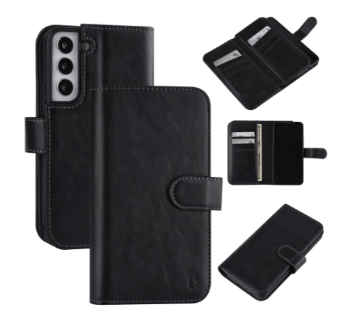 Ümbris kaanega UNIQ Accessory Leather Samsung Galaxy S22 (must)