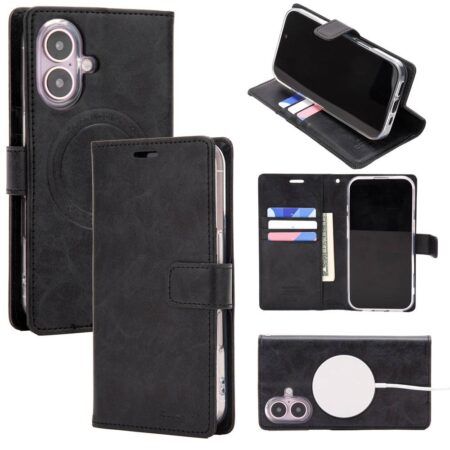 Ümbris kaanega BlueMoon Magsafe Diary Samsung S24 FE (must)