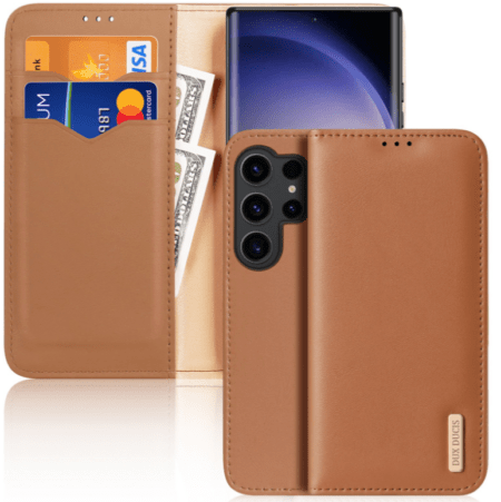 Ümbris kaanega Dux Ducis Hivo Genuine Leather Samsung S928 S24 Ultra (pruun)
