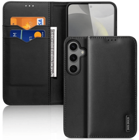 Ümbris kaanega Dux Ducis Hivo Genuine Leather Samsung S25 Ultra (must)