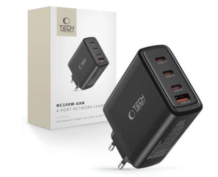 Laadija Tech-Protect NC100W-GAN 3x USB-C, 1x USB-A (must)