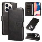 Ümbris kaanega Leather Book iPhone 16 Pro Max (must)