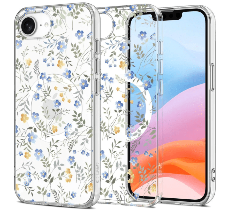 Ümbris Tech-Protect FlexAir MagSafe iPhone 16e (läbipaistev / lilled)