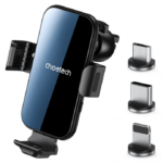 Telefoni autohoidik laadijaga Choetech T201-F 15W ventilatsiooni (must)