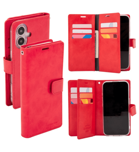 Ümbris kaanega Mansoor Magsafe Diary iPhone 16 Pro Max (punane)