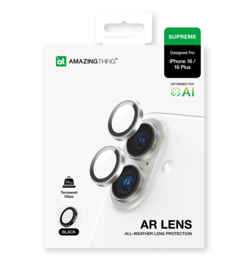 Kaitseklaas AmazingThing tagakaamerale iPhone 16/ 16 Plus (must)