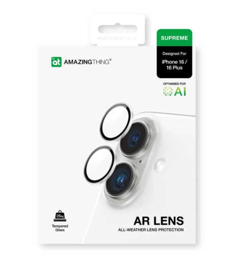 Kaitseklaas AmazingThing tagakaamerale iPhone 16/ 16 Plus (läbipaistev)
