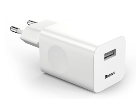 USB Adapter Baseus Quick Charger CCALL-BX02 USB-A 24W (valge)