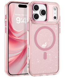 Ümbris Glitter MagSafe iPhone 17 Pro Max (roosa)