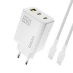 Laadija Dudao A29C 65W GaN USB-A + USB-C juhe (valge)