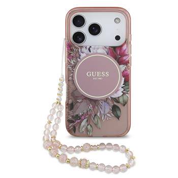 Guess IML Flowers Strap MagSafe Ümbris  iPhone 17 Pro (roosa)