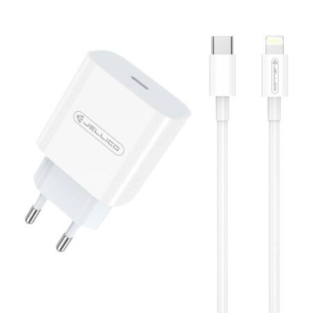 Laadija Jellico AK180 20W USB-C + USB-C to Lightning (valge)