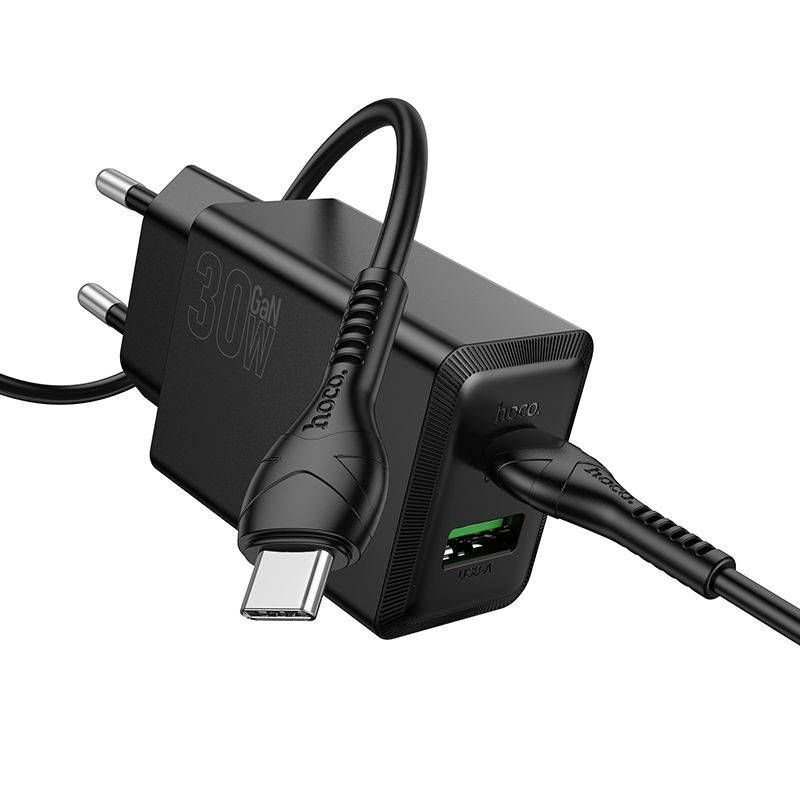 Adapter Hoco N71 30W GaN USB-C / USB-A + Type-C to USB-C 1.0m (must) Adapter Hoco N71 30W GaN USB-C / USB-A + Type-C to USB-C 1.0m (must)