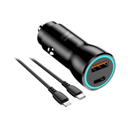 Autolaadija Blue Star USB C + USB A 25W + juhe USB C  to Lightning (must)