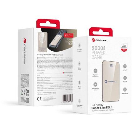Akupank Forcell F-Energy SuperSlim F5K8 QC4.0 PD3.0 15W 5000 mAh (titaan)