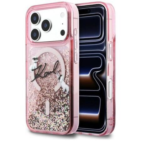 Karl Lagerfeld Liquid Glitter Karl Script Logo MagSafe for iPhone 17 Pro Max (roosa)