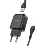 Laadija Hoco N2 USB A 2A 10W + juhe Lightning (must)