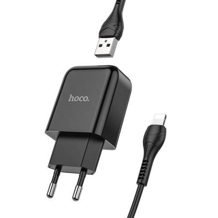 Laadija Hoco N2 USB A 2A 10W + juhe Lightning (must)