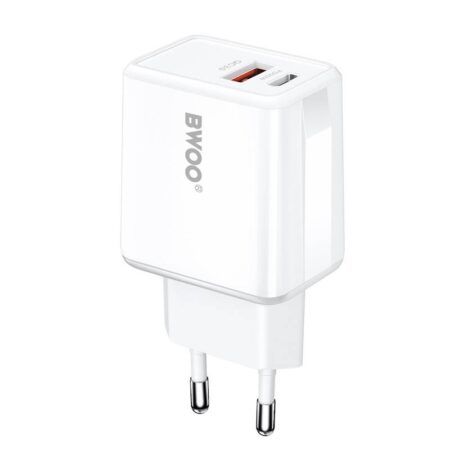 Adapter BWOO CDA182, 1x USB-A, 1x USB-C, 20W (valge)
