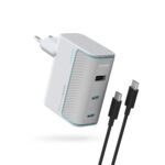 Laadija USB-C juhtmega Cuktech 100W-GAN 2 USB-C, 1x USB-A (valge)