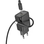 Laadija Hoco N62 30W GaN USB-C + USB-C to Lightning cable 1.0m (must)