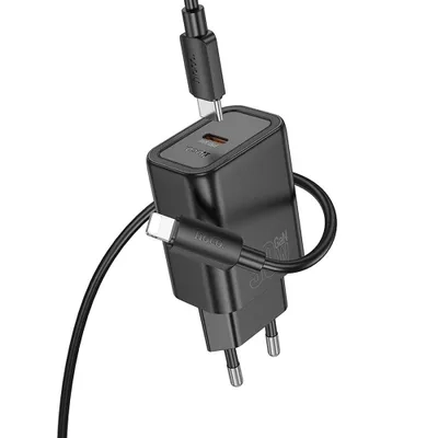 Laadija Hoco N62 30W GaN USB-C + USB-C to Lightning cable 1.0m (must)