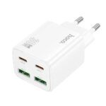 Adapter Hoco 2 x USB C + 2 x USB A QC3.0 PD 3A 30W N56 (valge)