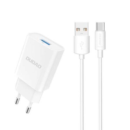 Laadija juhtmega Dudao A4EU, 2.1A USB-Type C (valge)