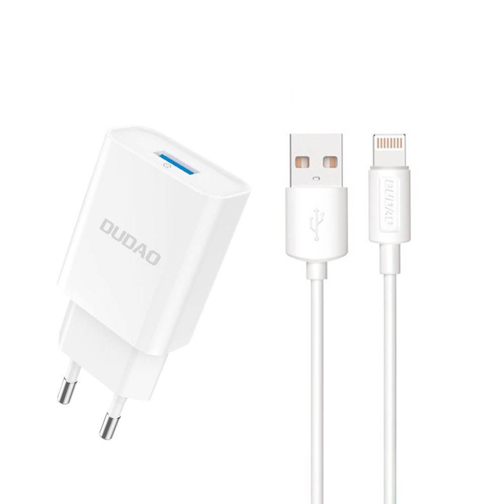 Laadija juhtmega Dudao A4EU, 2.1A USB-Lightning (valge) Laadija juhtmega Dudao A4EU, 2.1A USB-Lightning (valge)