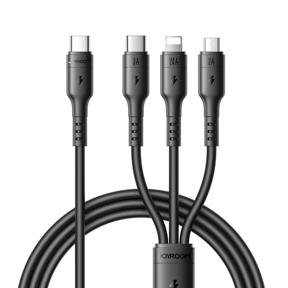 Juhe Joyroom 3in1 Juhe Joyroom 3in1 USB-c / Lighting+USB-C+Micro USB, 3.5A (1.2m / must)(1.2m / valge) Juhe Joyroom 3in1 Juhe Joyroom 3in1 USB-c / Lighting+USB-C+Micro USB, 3.5A (1.2m / must)(1.2m / valge)