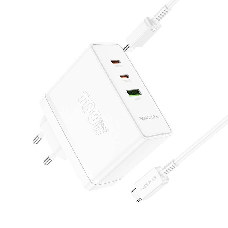 Laadija Borofone BN11 Imperial - USB + 2xType C - QC 3.0 PD 100W with Type C to Type C (valge) Laadija Borofone BN11 Imperial - USB + 2xType C - QC 3.0 PD 100W with Type C to Type C (valge)