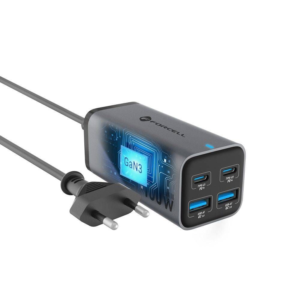 Laadija Forcell F-Energy VT-49 GaN 2 x USB C + 2 x USB A QC4.0 PD 5A 100W (hall) Laadija Forcell F-Energy VT-49 GaN 2 x USB C + 2 x USB A QC4.0 PD 5A 100W (hall)