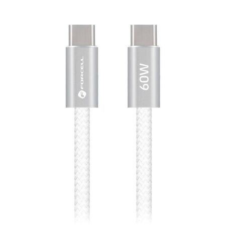 Juhe Forcell F-Energy QC4.0 PD 3A 60W Silicone Type-C to Type-C 1.2m (valge)