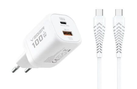 Kiir Laadija VEGER TR150 USB A + Type C + Type C to C 100W (valge)