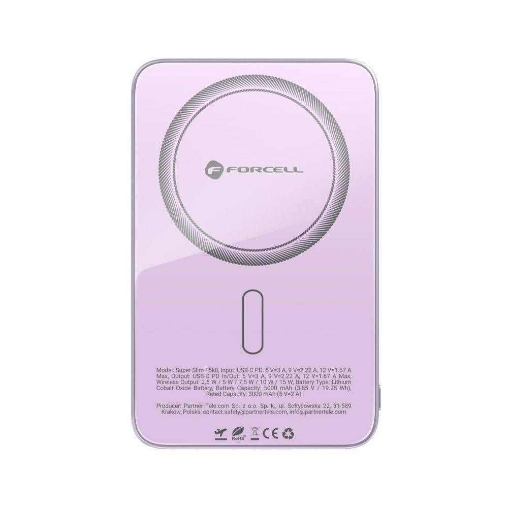 Akupank Forcell F-Energy SuperSlim F5K8 QC4.0 PD3.0 15W 5000 mAh (roosa) Akupank Forcell F-Energy SuperSlim F5K8 QC4.0 PD3.0 15W 5000 mAh (roosa)