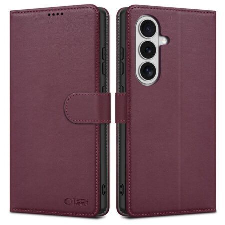 Ümbris kaanega Tech-Protect Wallet Samsung S26 (viinamari)