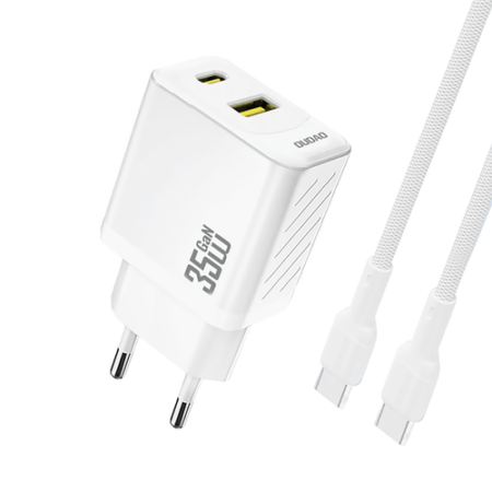 Laadija Dudao A27Max 35W GaN USB-C + USB-C juhe (valge)