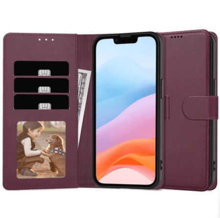 Ümbris kaanega Fancy Wallet Samsung A55 (viinamari)