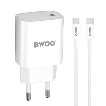 Laadija BWOO CDA159 Type-C 20W + juhe Type-C 1.0m (valge)