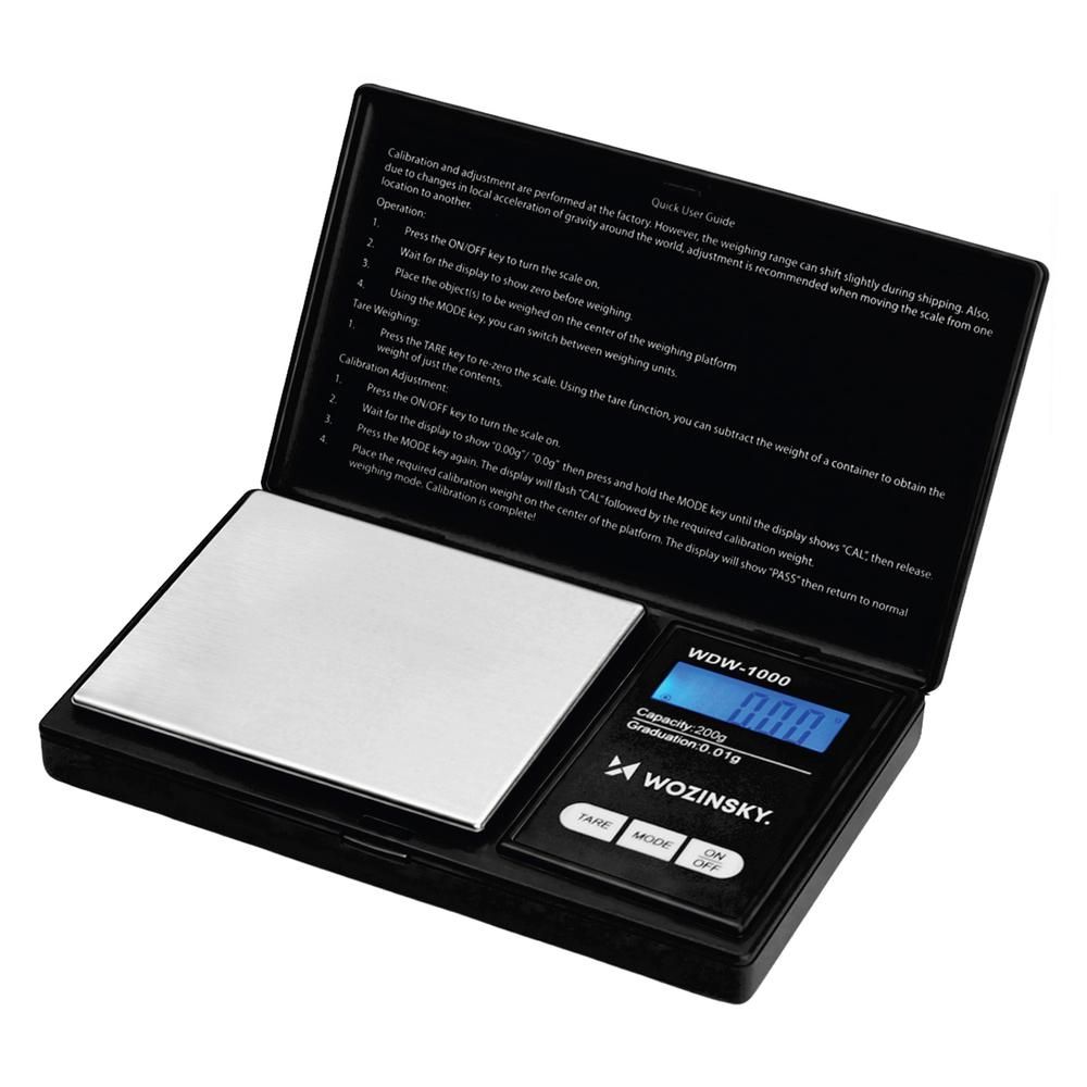 Wozinsky WDW-1000 ehteskaal 200 g / 0,01 g täpsusega, taustvalgustusega – must