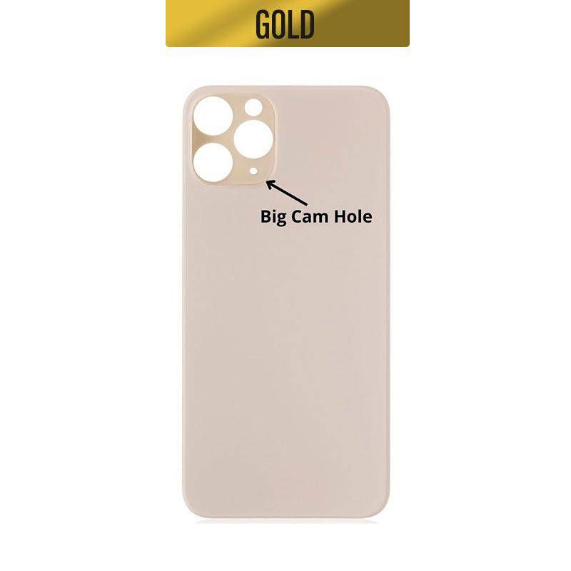 Varuosa iPhone 11 Pro tagumine klaas suurema avaga kaamera jaoks (kuldne) Varuosa iPhone 11 Pro tagumine klaas suurema avaga kaamera jaoks (kuldne)