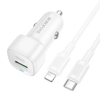 Autolaadija Borofone BZ34B USB C + USB A 38W + juhe USB C to Lightning (valge) Autolaadija Borofone BZ34B USB C + USB A 38W + juhe USB C to Lightning (valge)