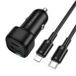 Autolaadija Borofone BZ34B  USB C + USB A 38W + juhe USB C  to Lightning (must)
