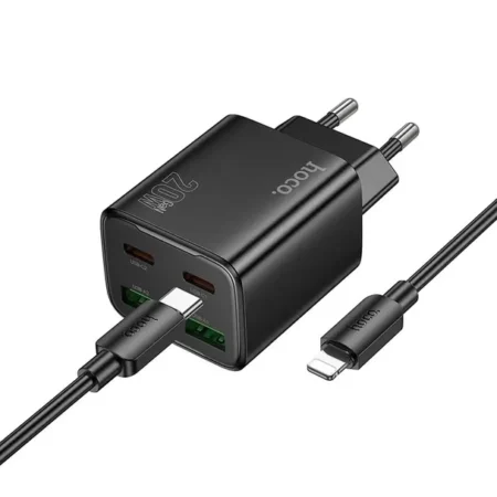 Adapter Hoco 2 x USB C + USB A 20W N55 + juhe lightning (must)